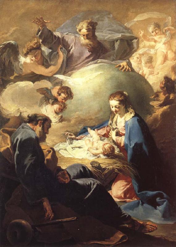PELLEGRINI, Giovanni Antonio The Nativity with God the Father and the Holy Ghost France oil painting art